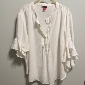 Vince Camuto Cream Ruffle Sleeve Blouse
